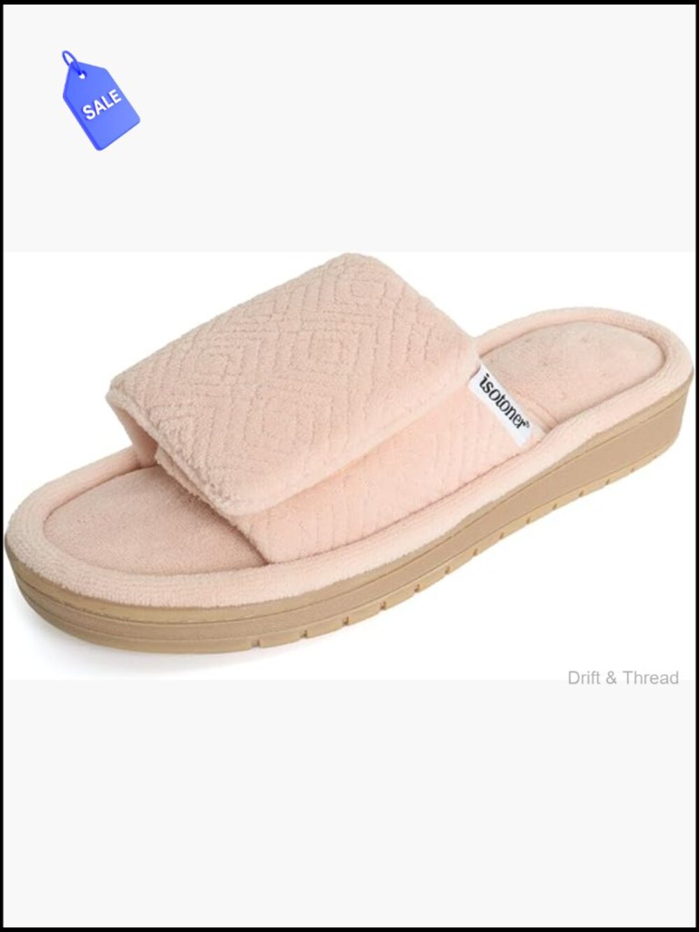 Womens Adjustable Microterry Slide Slippers Memory Foam Indoor Outdoor Open Toe